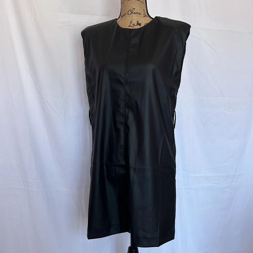 πHPπ Black Matte Vegan Leather Sheath Mini Dress - Picture 5 of 10